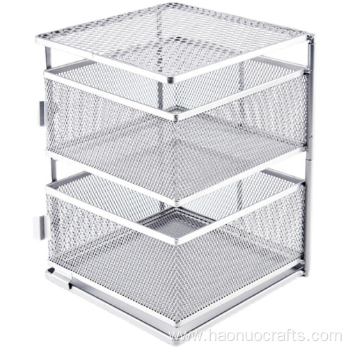 Square rotating two-layer storage box iron mesh metal